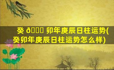 癸 🐛 卯年庚辰日柱运势(癸卯年庚辰日柱运势怎么样)